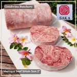 Beef Sirloin AUSTRALIA MELTIQUE wagyu alike (Striploin / New York Strip / Has Luar) frozen SAKA STEAK 1cm 3/8" (price/pack 4pcs 600g)